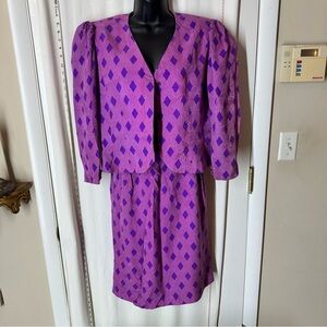 Vintage Anne Crimmins Purple Women's Skirt Set